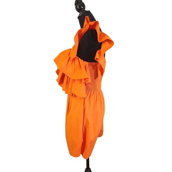 STRUT & BOLT Orange Ruffle Romper, Size Large - Picture 2 of 12